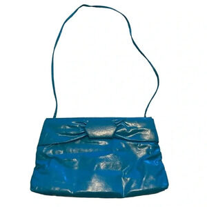 blue crossbody bag bow detail purse